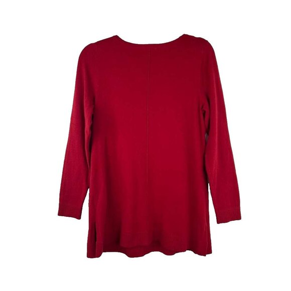 J Jill Women's Medium Red Sweater Long Sleeve Round Neck Pullover - Picture 7 of 11